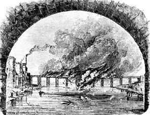 Usk Viaduct on fire